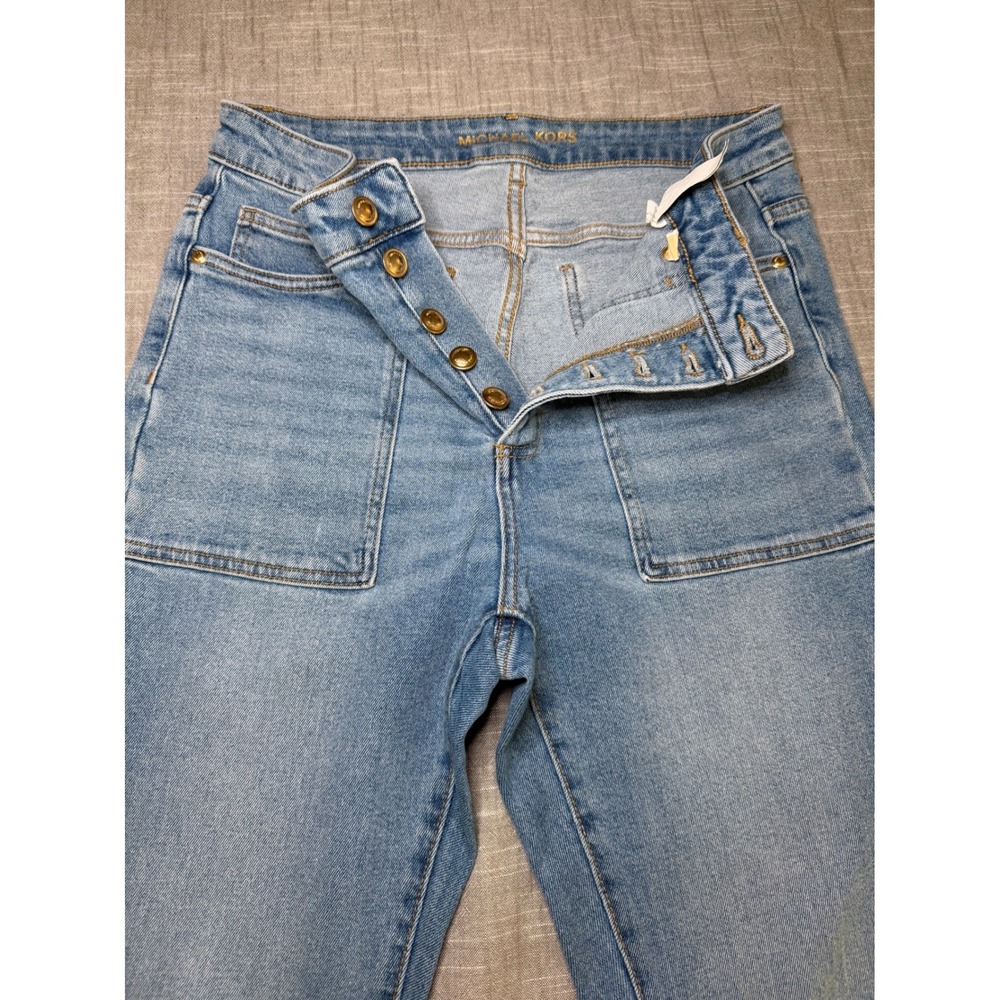 Michael Kors Womens Light Wash Button Fly Flare Jeans High Rise Size 8 - Picture 2 of 14